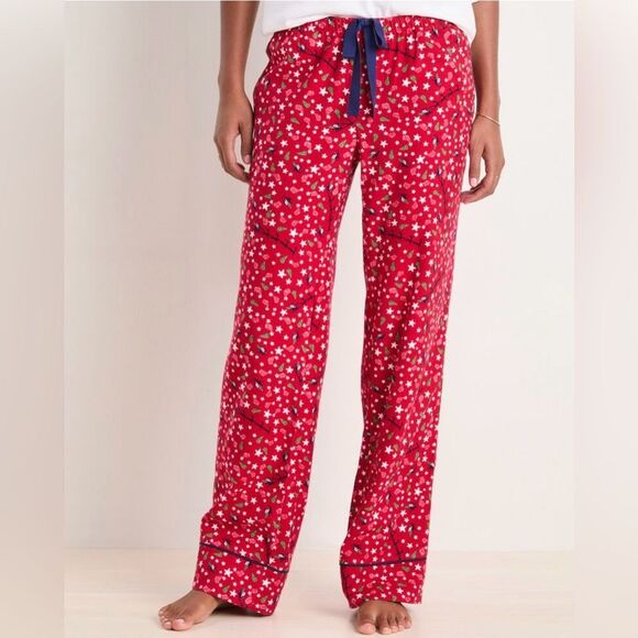Vineyard Vines 3X Red White Santa Whale Christmas Flannel Drawstring PJ Pants - Picture 1 of 14